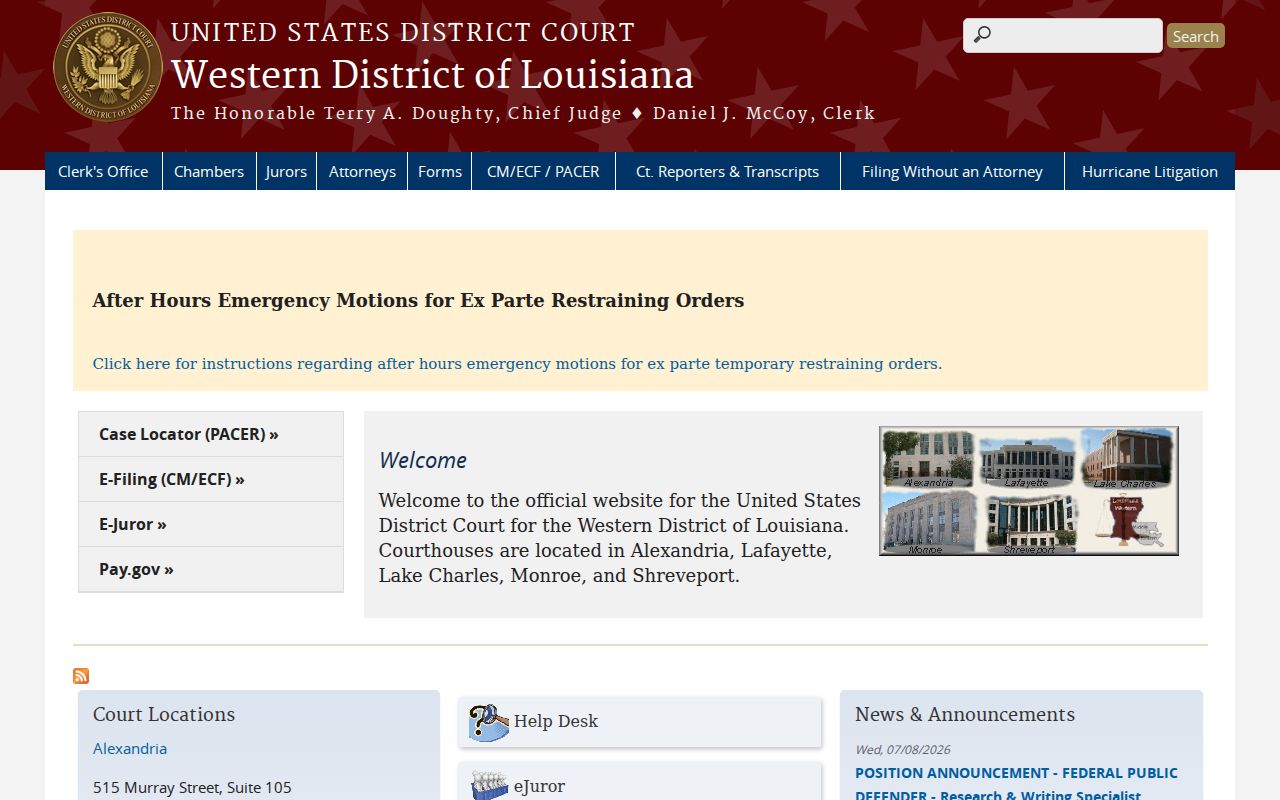 Federal Beauregard Parish criminal records in the Western District of Louisiana
